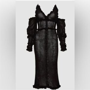 NWT Magda Butrym Black Long Sleeve crochet Dress, XS